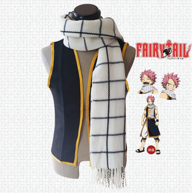 Аниме Fairy Tail шарф для косплея Natsu клетчатые шарфы в Стиле персонажа из комикса