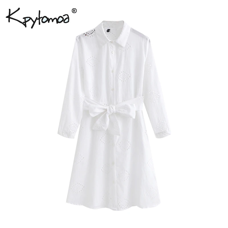 

Vintage Embroidery Mini Dress Women 2019 Fashion Lapel Collar Long Sleeve Hollow Out Bow Tie Dresses Casual Vestidos Mujer