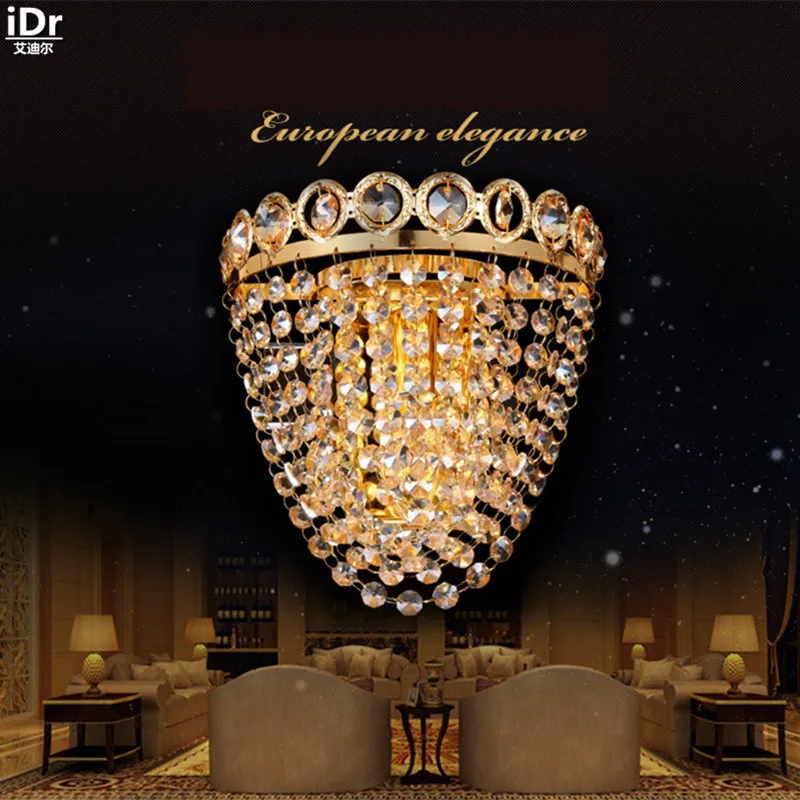 Golden creative crystal wall lights led modern minimalist living room