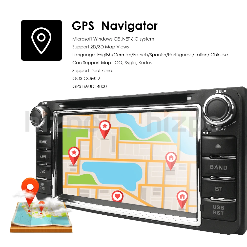 2 DIN Автомобильный dvd-проигрыватель с gps для toyota hilux Vigo prado corolla camry rav4 yaris Vios направлениях 2003 2004 2005 2006 2007 2008 Камера заднего вида