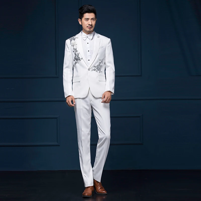 Traje para hombre, traje formal entallado para hombre, traje de flores para  hombre, traje blanco para boda, ternos para hombre, moda de talla grande M  3XL|terno hombre|white suit mensuit man wedding -