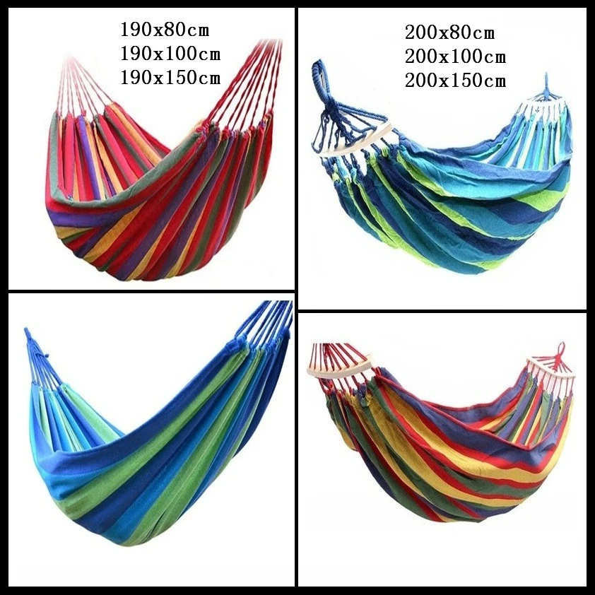 Leisure Outdoor Rainbow Double Canvas Hammocks Ultralight Camping Hammock With Backpack Portable Outdoor Hammocks