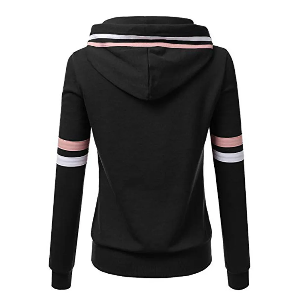  Womail hoodie Sweatshirts women's hoodies Stripe Sweatshirt Long Sleeve Blouse Hooded Pocket Pullov
