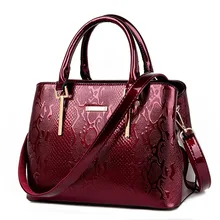 2016 Women Patent Leather Crocodile Bags Shoulder Bag Embossed Handbag Messenger Bags For Ladies