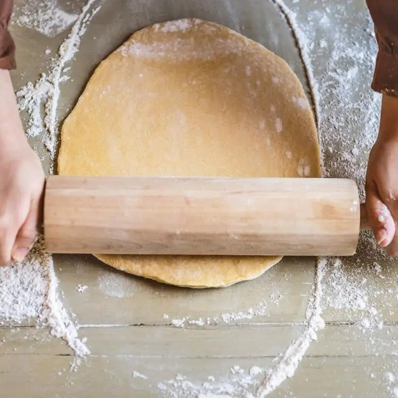 Solid Wood Rolling Pin Baking Cookies Biscuit Fondant Cake Dough Roller