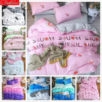 

2019 new Creative Pattern Pink Duvet Cover 3/4 pcs Bedding Set Adult Kids Soft Skin Bed Linens Single Queen King Size Quilt Case