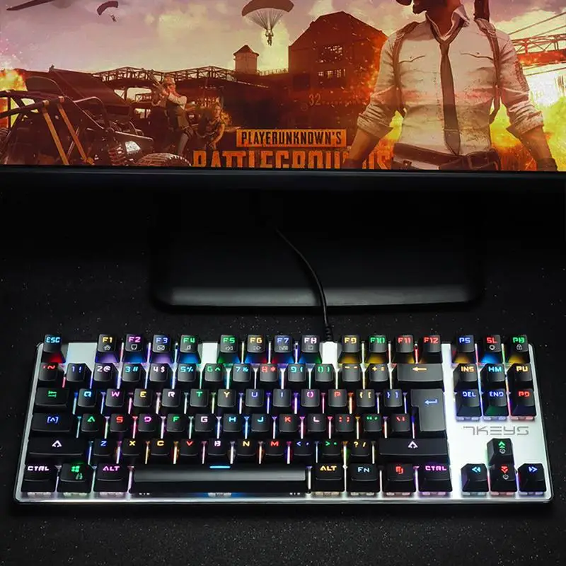 

Backlight Mechanical Keyboard 87 Key PUBG LOL MX Click Tactile Wired Keyboard Gaming Keyboard Business Office Metal Keyboard
