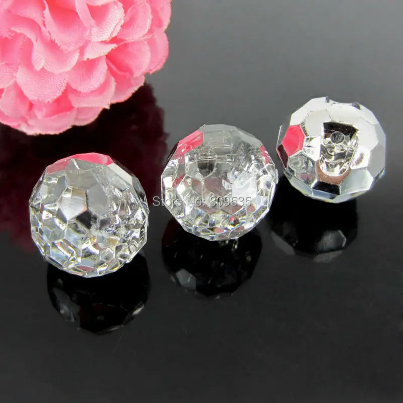 

20Pcs 5/8" white round acrylic buttons crystal shining bead buttons fit sewing craft garment accessories scrapbooking 16.0mm