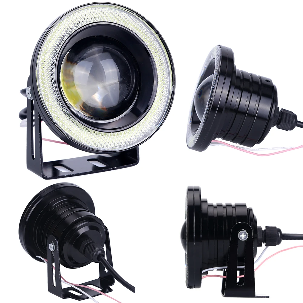 2PCS Car Cob Led Angel Eyes Fog Light Lens Projector Led Halo Ring Waterproof Xenon White Blue Fog Lamp 12V SUV ATV Off Road