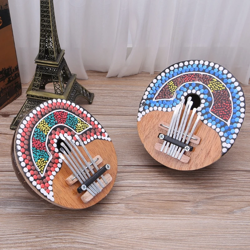

VSRRWL Musical Accessories Kalimba Thumb Piano 7 Keys Tunable Coconut Shell Painted Musical Instrument dropshipping