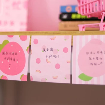 

1 Pcs Cute Pink Strawberry Cherry Peach Heart Paper Memo Pads Planner Notepad Stationery Bookmarks Papelaria School Offices