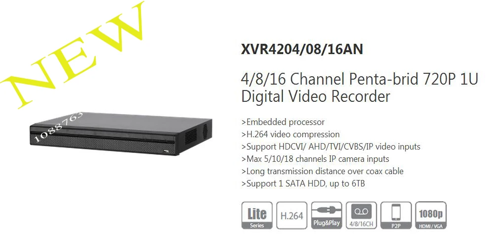 

DAHUA 4/8/16 Channel Penta-brid 720P 1U Digital Video Recorder Without Logo XVR4204AN/XVR4208AN/XVR4216AN