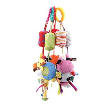 

Newborn Baby Multicolor Hanging Rattle Plush Toys Baby Shake Ring Infant Crib Bed Stroller Car Hanging Plush Toy For Newborn