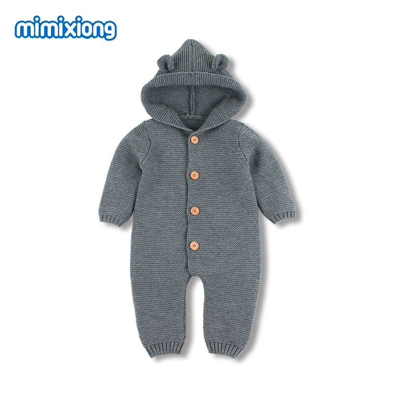 Bebé mameluco 3D Oso de dibujos animados de punto recién nacido Bebes divertido monos mono con capucha moda Niño manga larga mono de los niños Bebé mameluco 3D Oso de dibujos animados de punto recién nacido Bebes divertido monos mono con capucha moda Niño manga larga mono de los niños