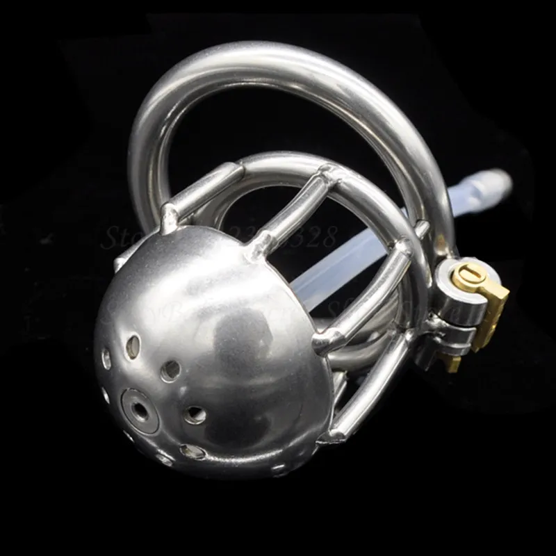 New Stainless Steel Chastity Belt Penis Lock Male Chastity Device Cock Cage With Urethral Catheter Penis Ring Sex Toys For Men