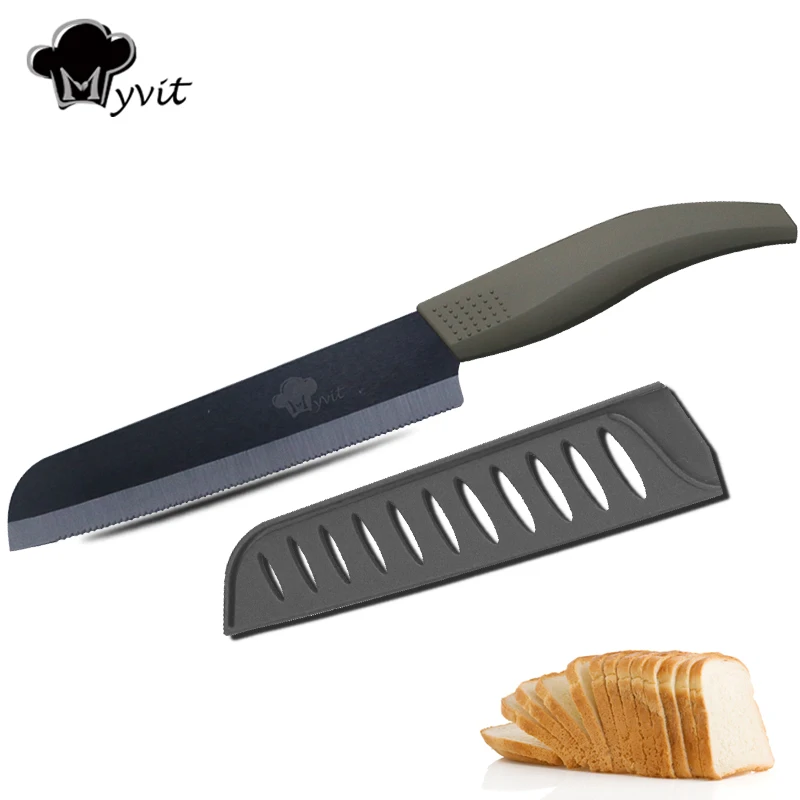 Myvit Single 6" inch Serrated Bread Knife Ceramic Kitchen Knife Black