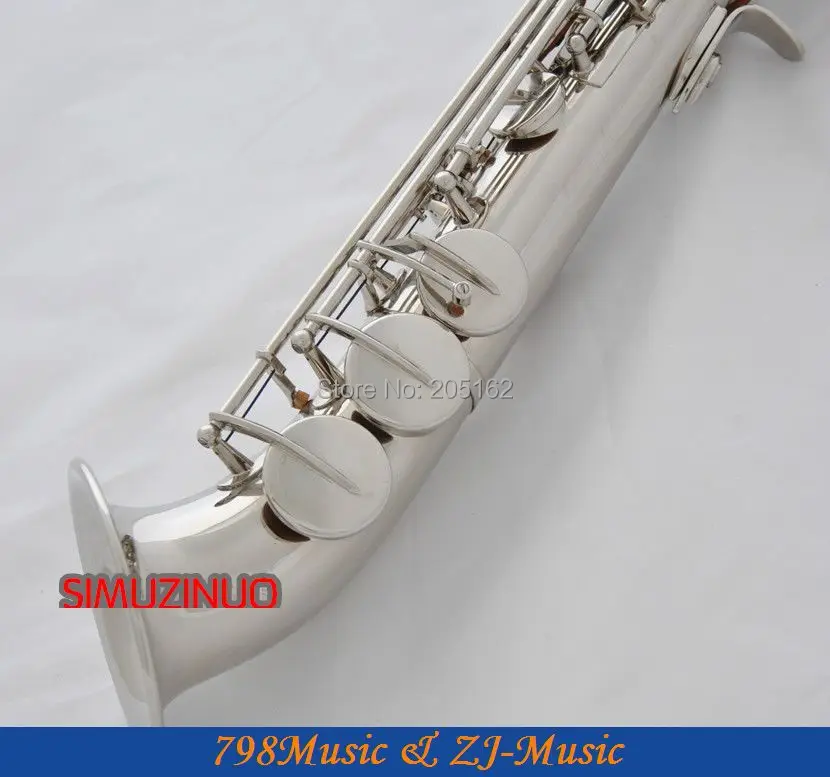 Silver Plated Curved bell Soprano saxophone Bb key to High F key and G