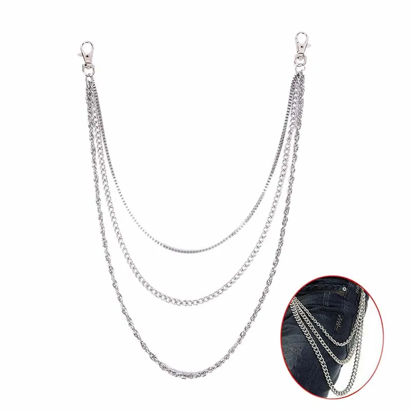 Three Layer Punk Hook Key Chain Biker Wallet Link Waist Keychain Jean Trousers Pant Belt Keyring