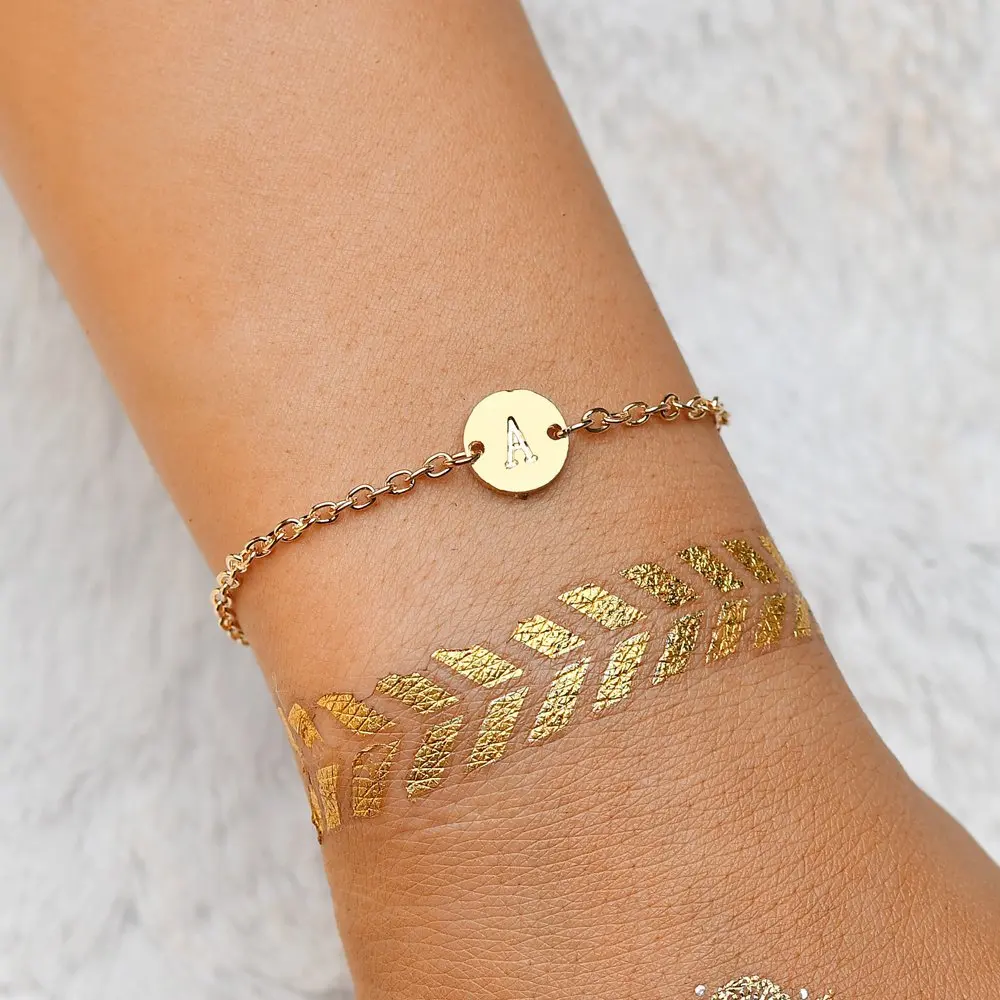 

Fashion Initial Letter Name Charm Bracelets & Bangles For Women Gold Color Charm Link Chain Pulseras Mujer Jewelry Party Gifts