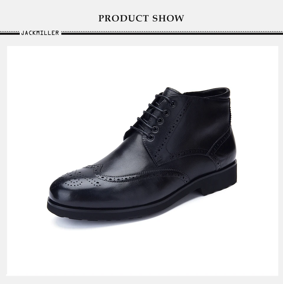 Jackmiller/Лидирующий бренд; мужские ботинки из коровьей кожи на плоской подошве с шерстяной подкладкой; теплые Высококачественные ботинки на шнуровке и молнии; цвет черный, коричневый