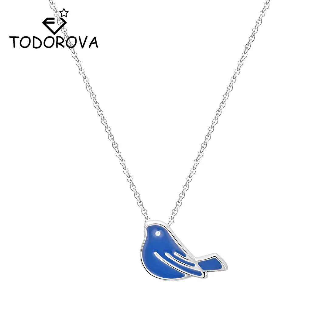 Todorova 10 шт эмалированная синяя птица кулон ожерелье женское животное массивное