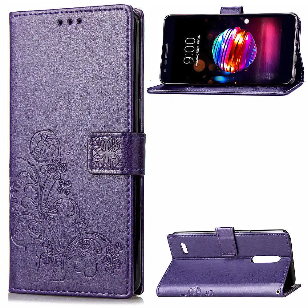 

For LG X210 5.0 inch Case Flip Luxury PU Leather Wallet Lucky Clover Pattern Cover for LG X210 5.0 inch Smartphone Coque