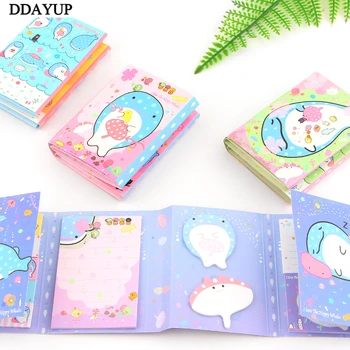 

Cute Whale Fish 6 Folding Memo Pad Sticky Notes Paper Craft Bookmark Stationery School Office Supply Notepads