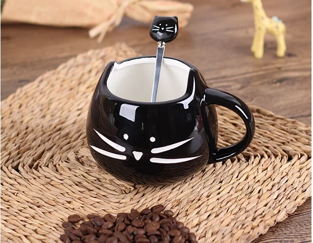 

cute mugs baked of high quality with spoon, medium size