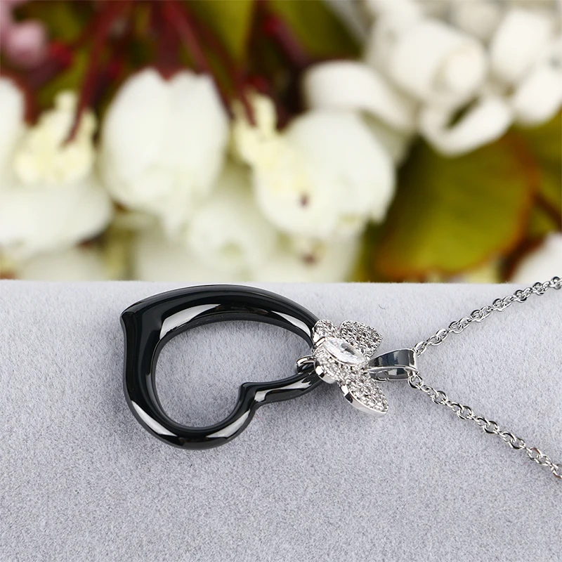 Большая австралийская кристальная подвеска-бабочка, ожерелье для женщин, черно-белое керамическое женское ожерелье для друзей, модное свадебное ювелирное изделие