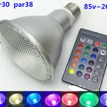 Светодиодный Par38 110 В RGB светодиодный Par30 220 В Крытый Открытый водонепроницаемый RGB прожектор PAR30 110 В PAR38 220 В пульт дистанционного управления обесцвечивание rgb