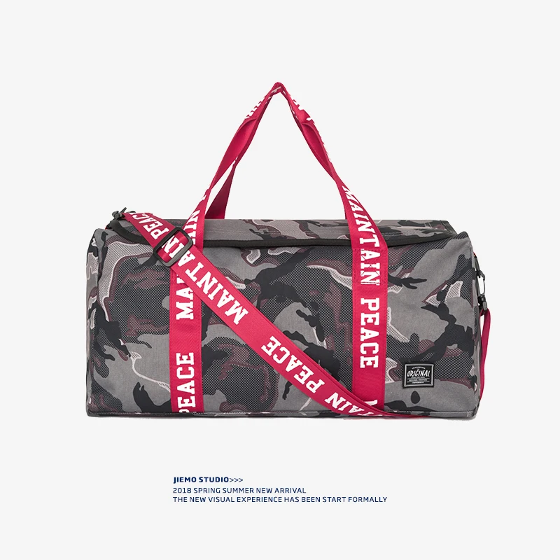 

SODA WATER Brand Travel Bag Camouflage Letter Tape Fashion Street Large Capacity Men Women Luggage Travel Duffle Bags 169AI2018