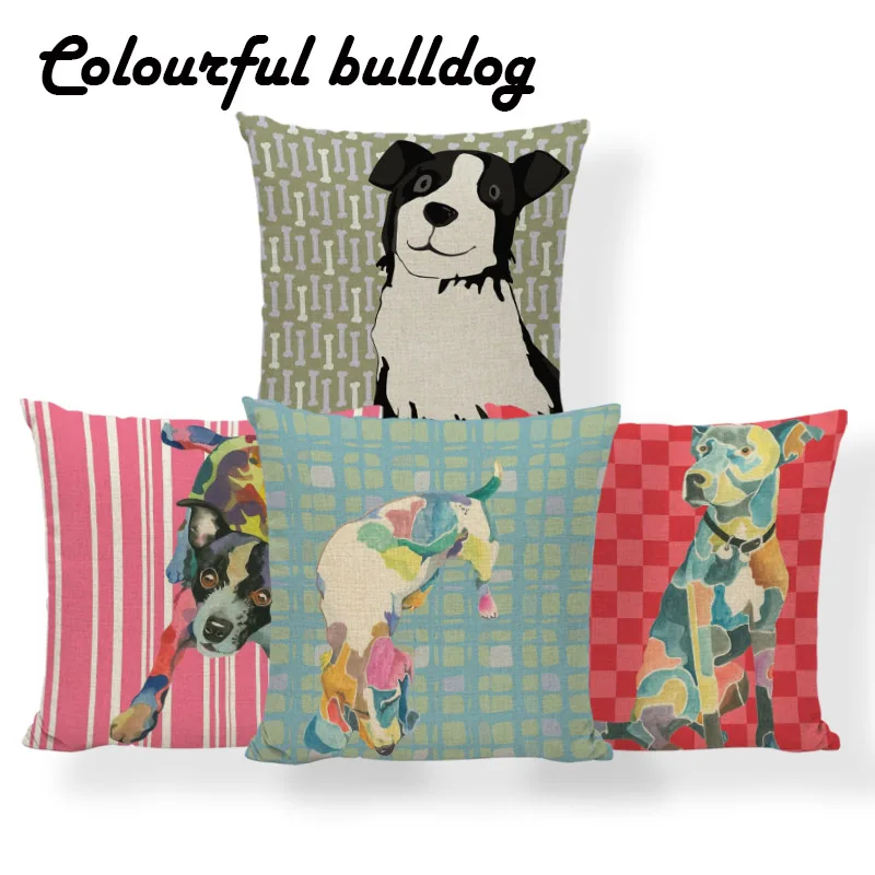 

Boston Terrier Dog Cushion Case Greyhound Schnauzer Pillow Case Retro Pope Cute Home Decoration Throw Pillow Cushion Small Linen