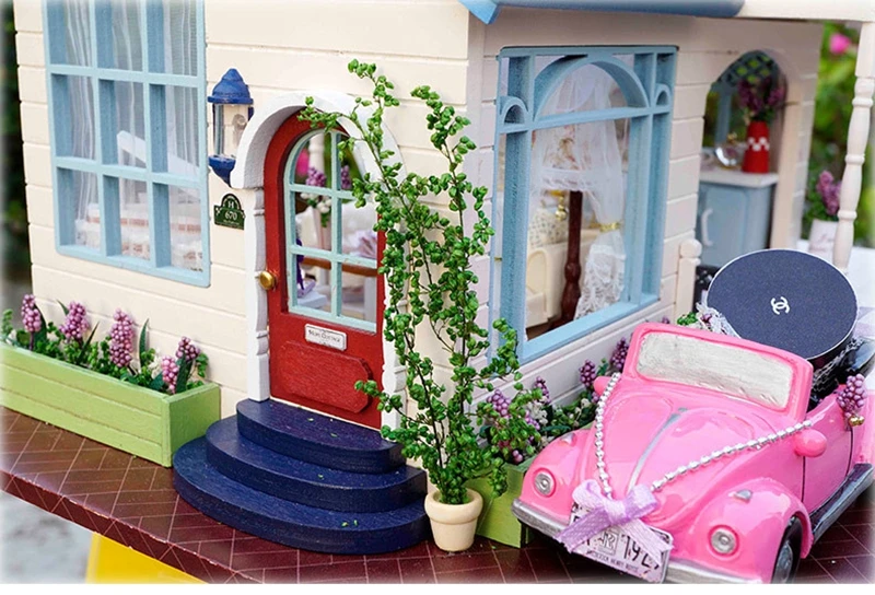 Кукольный дом Poppenhuis Каса де Boneca романтика, Прованс лаванда Миниатюрная модель деревянная игрушка мебель трансформер кукольный домик A032