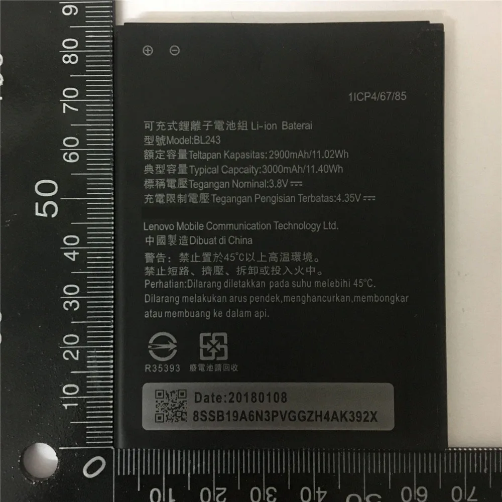 

100% Original Backup 2900mAh BL243 Mobile Phone Battery for lenovo K3 Note K50-T5 A7000 A5500 A5600 A7600 Battery