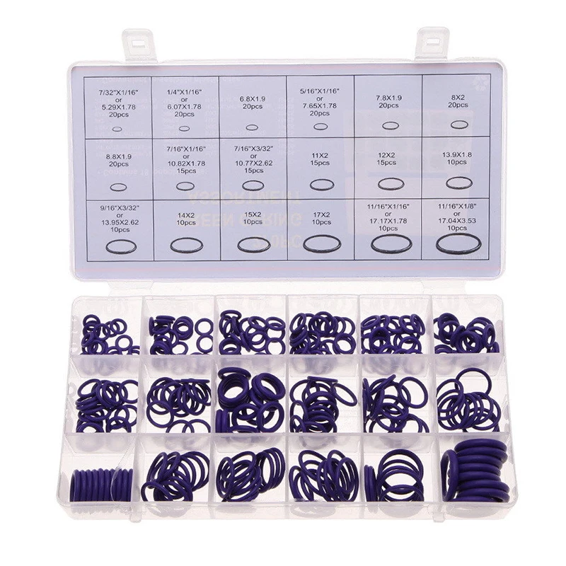 270pcs/set Rubber O-Ring Seals Washers Assortment 18 Sizes Gasket Set For Car Washers Home Tool Purple