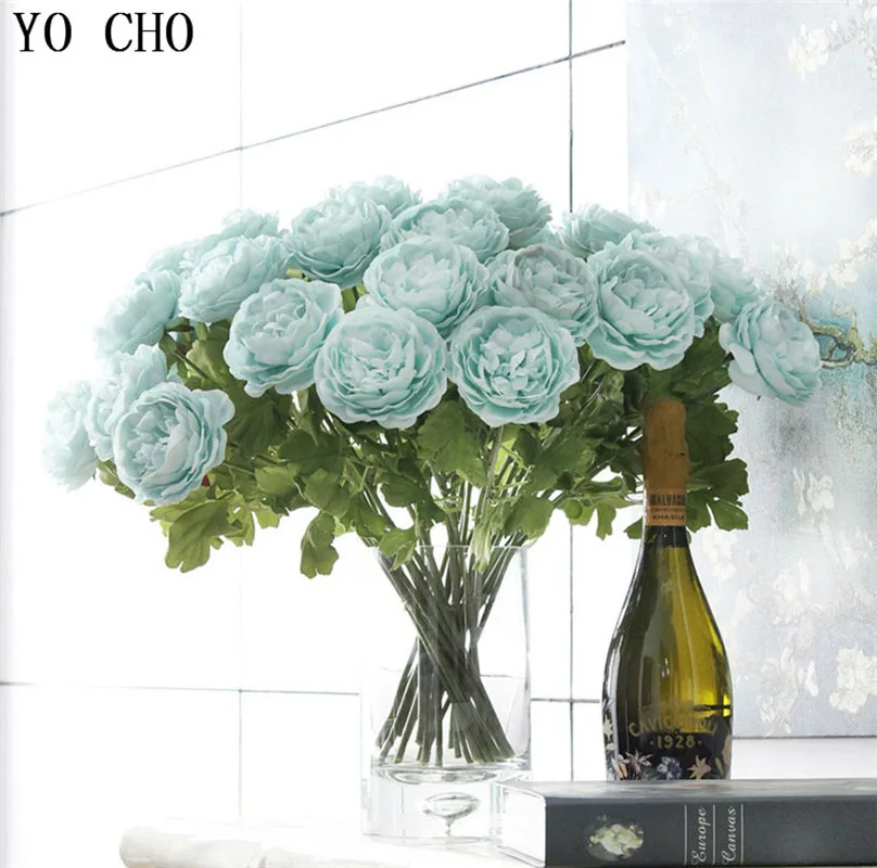 red roses artificial flower white peonies wedding party decorations flower bouquet  (28)