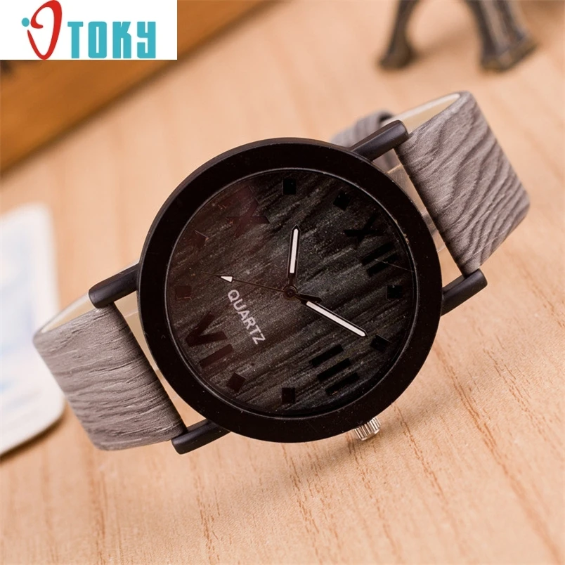 

Ma15 relogio feminino Unisex Roman Numerals Wood Leather Band Analog Quartz Vogue Wrist Watches novel design Dropshipping