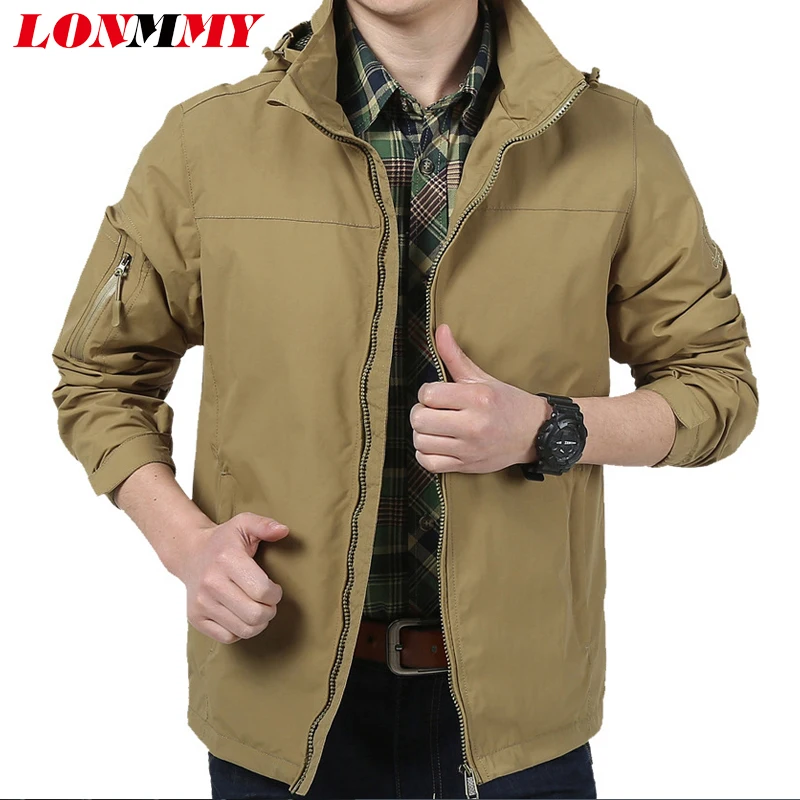 LONMMY M 4XL Bomber jacket men casual Waterproof Windbreaker Hoodies