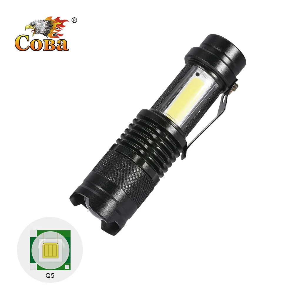 

Coba led mini torch cob Q5 flashlight usb rechargeable with gift box new applicable lamp by clip waterproof tactical light