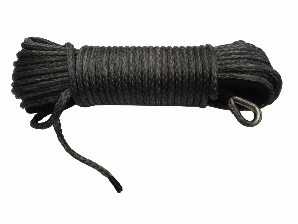 Grey 1/4"*100ft Replacement Synthetic Rope for Winch,ATV Winch Cable