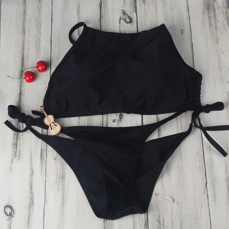 Swimwear Bikini Push Up Black Bikini Brazilian Sexy Bandage Beach Swimwear Ladies Swimsuit Bathing Suit 2016 Free Shipping