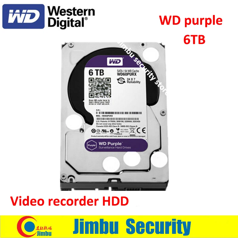 

WD60PURX WD Purple 6TB HDD SATA 6 Gb/s1 3.5" Surveillance Internal Hard Drive apply for video recorder