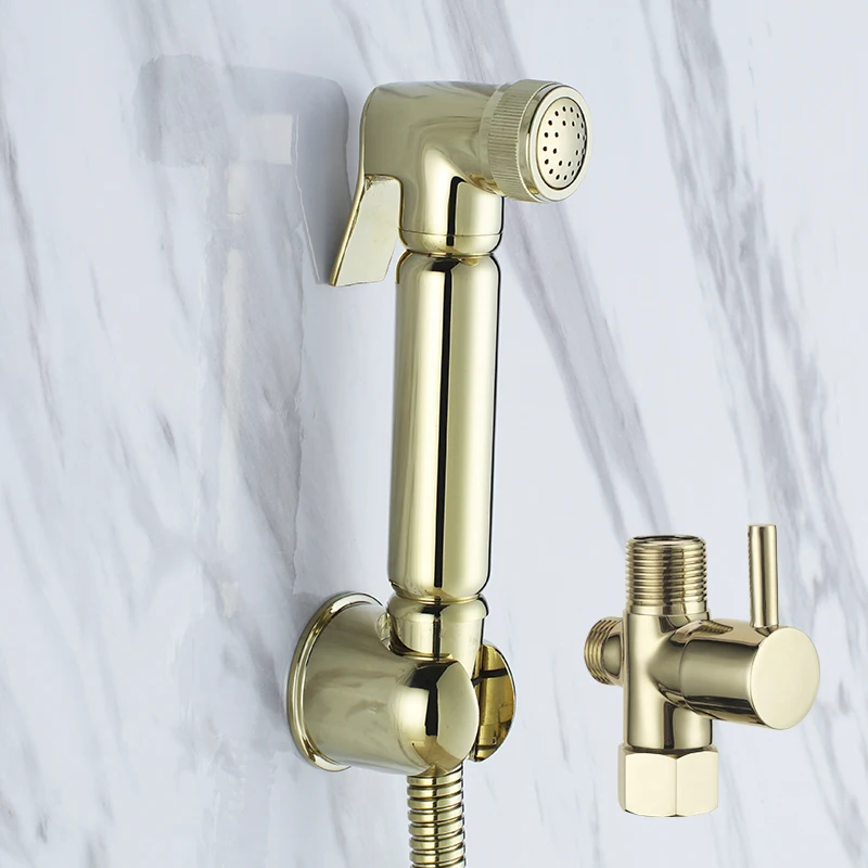 New Gold Handheld Bidet Sprayer set Toilet Portable Shower head With Shower hose