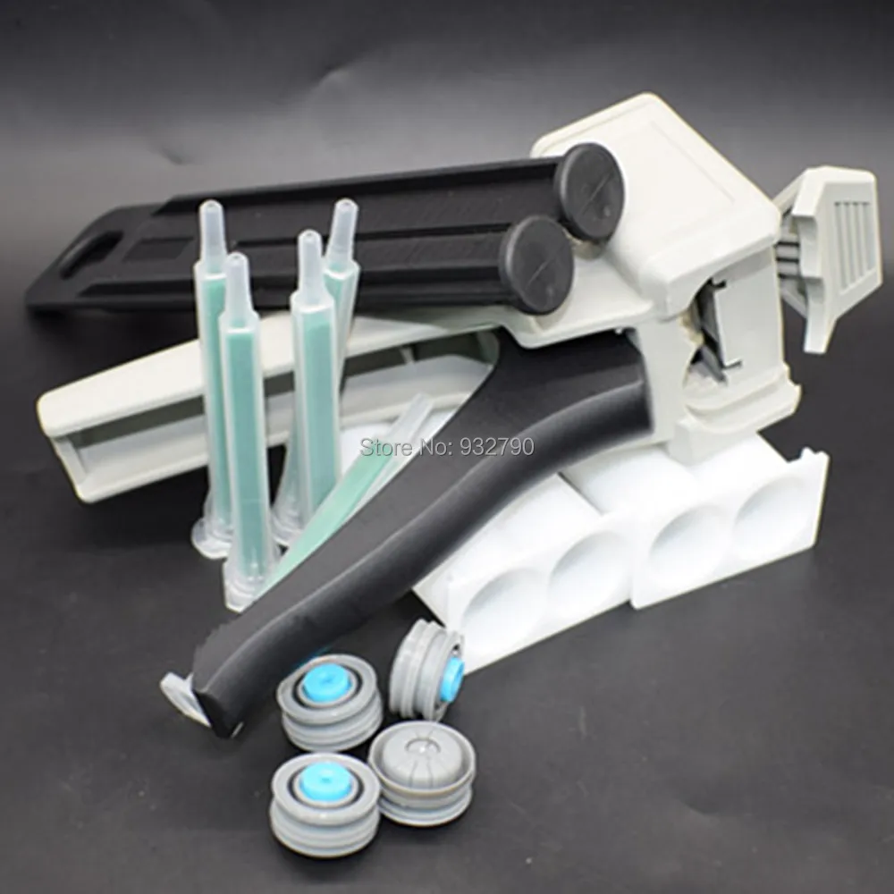50ml 1:1 Dispensing Gun Caulk Adhesive Gun + 5pcs 1:1 Static Mixing Nozzle Mixing Epoxy Nozzles + 2pcs 50ml Epoxy Cartridge