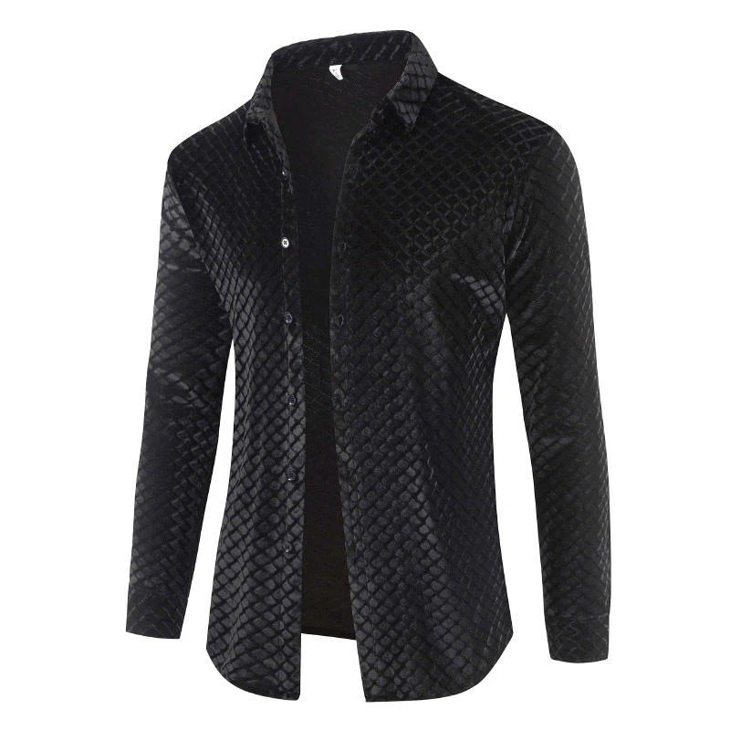 

2019 Spring Autumn New Men's Velvet Plaid Shirts Male Long Sleeve Slim Fit soft comfortable Shirt Casual Business Tops coat 3XL