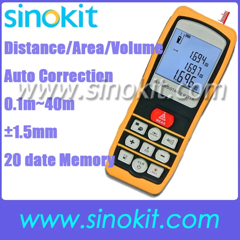 

Professional Laser Distance 40 Meter USB Area Volume Range Finder Pythagorean Theorem +/-1.5mm Accuracy 40m/131ft Range - SK40D