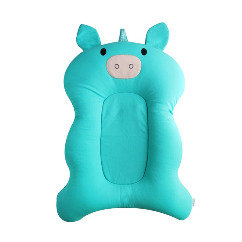 Детская ванна портативная воздушная подушка для кровати младенческая душевая Подушка нескользящий коврик для новорожденного безопасное сиденье для ванны - Цвет: blue pig