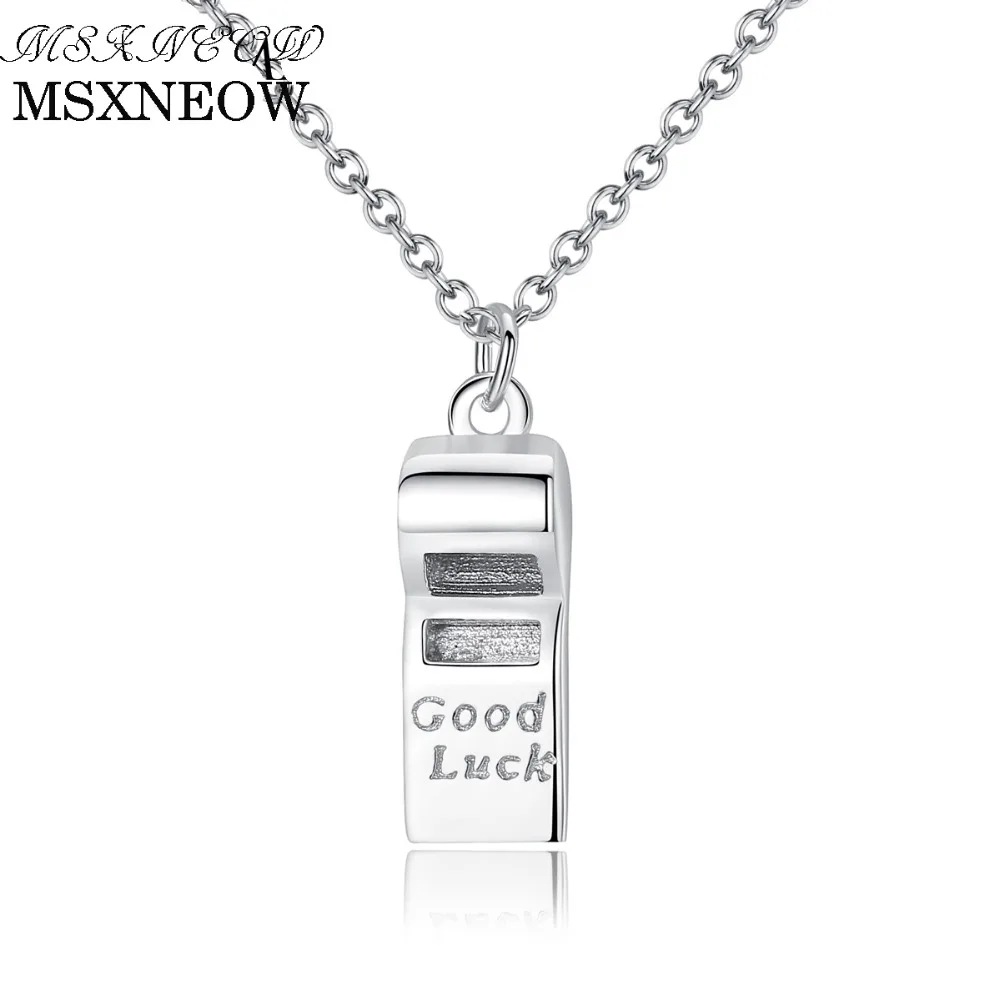 

MSXNEOW Delicate Lovely whistle Silver Pendant for Good Luck 925 Sterling Silver Women Chain Necklace Factory Wholesale SN0056