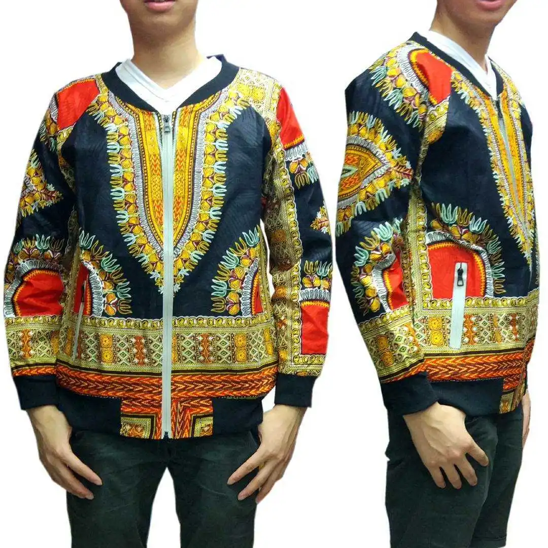 Африканский dashiki Бейсбол Куртка хип-хоп Африка Базен Riche одежда 3D принтом молния Батик Пальто Куртка-бомбер A61205