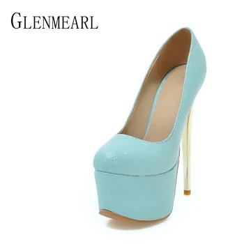 

Stiletto Women Pumps High Heels Shoes Fashion Brand Platform Thin Heels Single Ladies Party Wedding Heels Shoes Plus Size 34-46